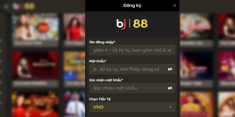 Truy cập link của BJ88 và tìm chọn mục đăng ký