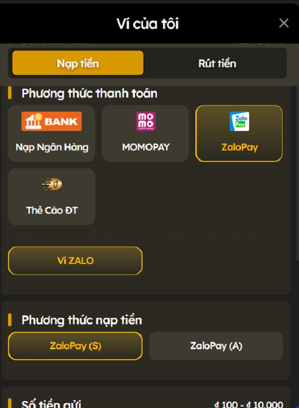 Nạp tiền BJ88 qua Zalo Pay nhanh chóng